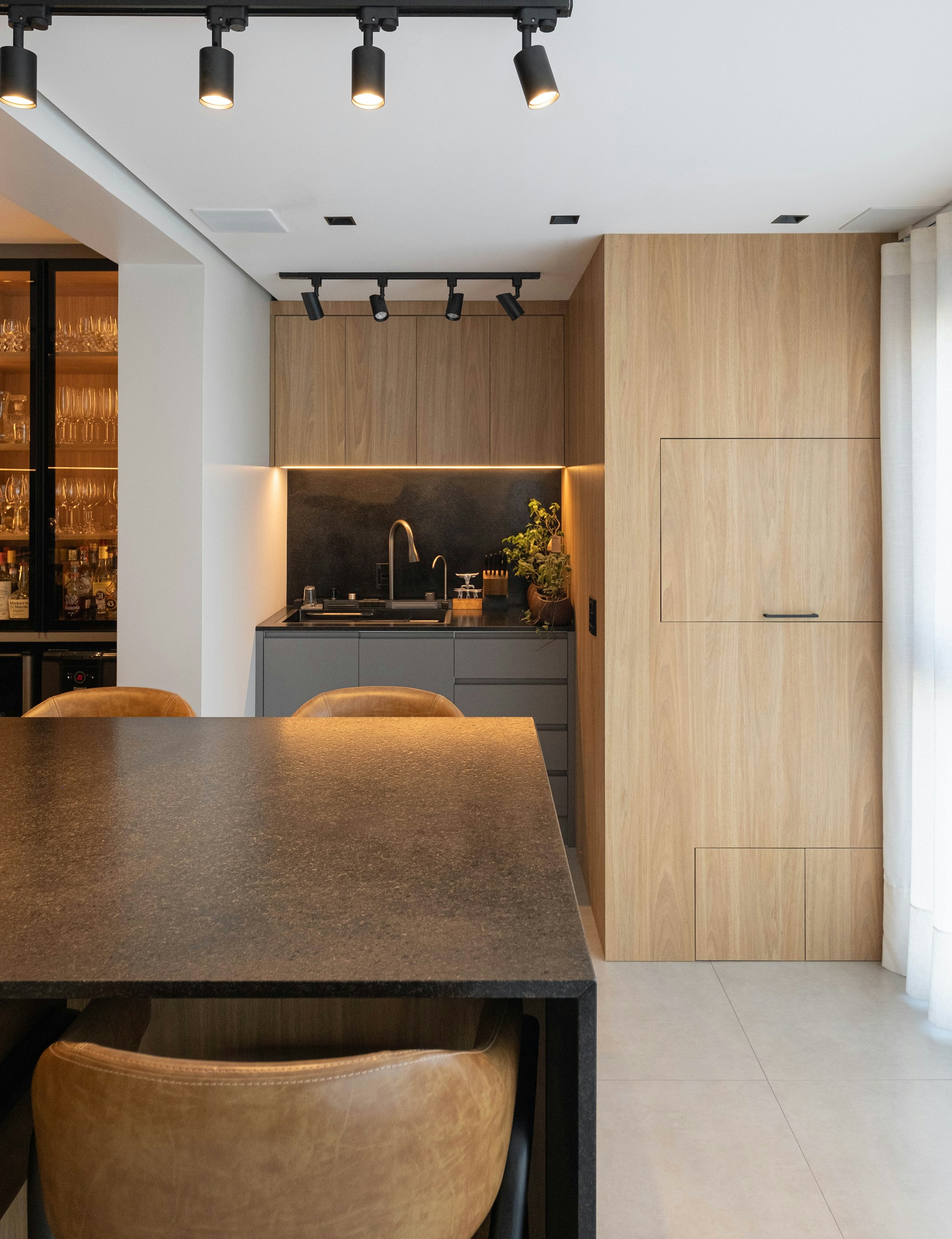 Custom oak cabinetry in a modern kitchen